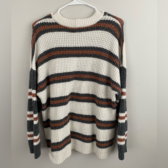 ‼️SOLD‼️American Eagle Striped Oversized Crew Neck Waffle Knit Sweater Size M - Picture 3 of 3